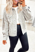 Gray Leopard Print Twilled Denim Jacket